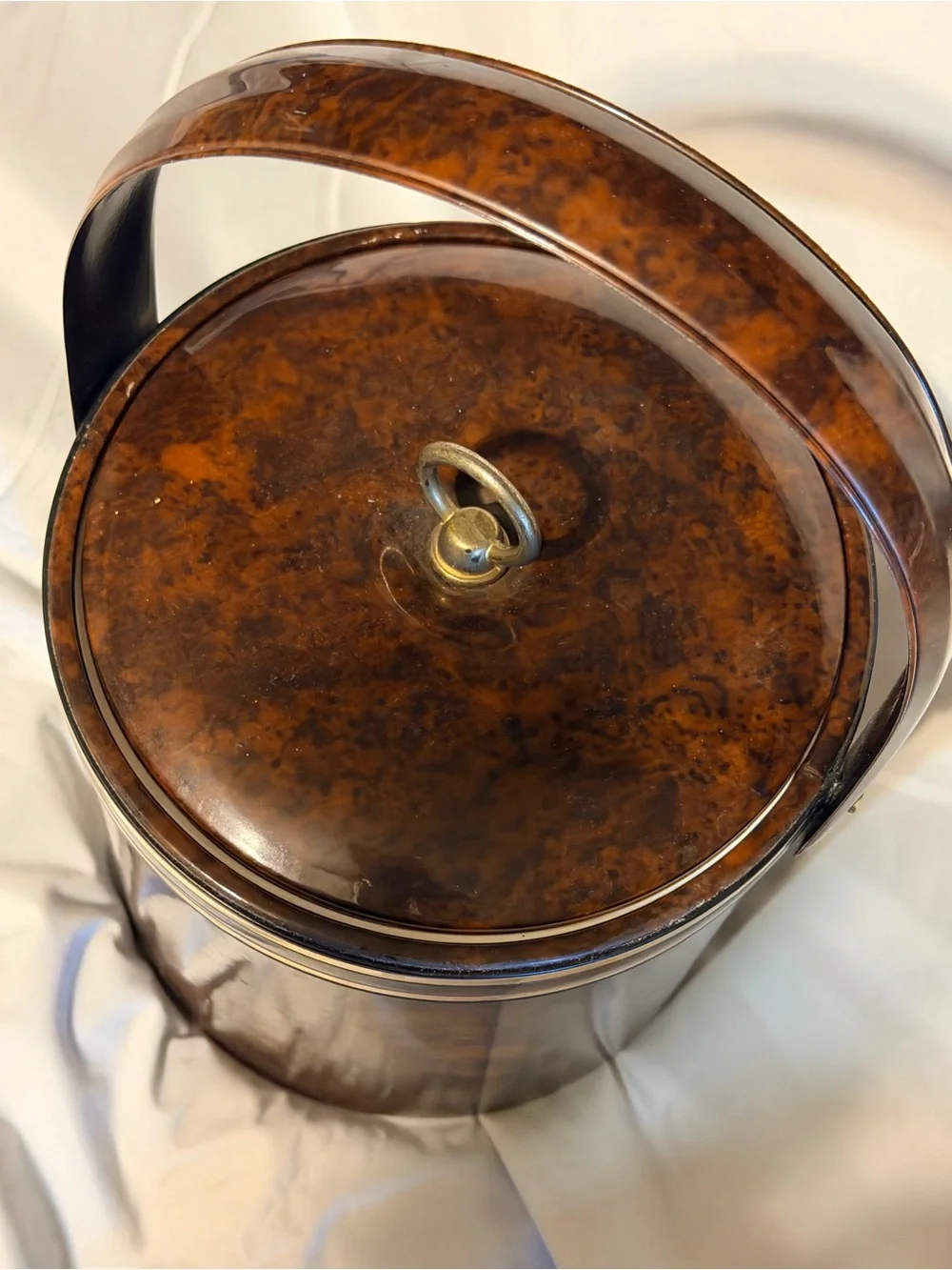 Vintage Georges Briard Faux Tortoise Ice Bucket Brass MCM Barware